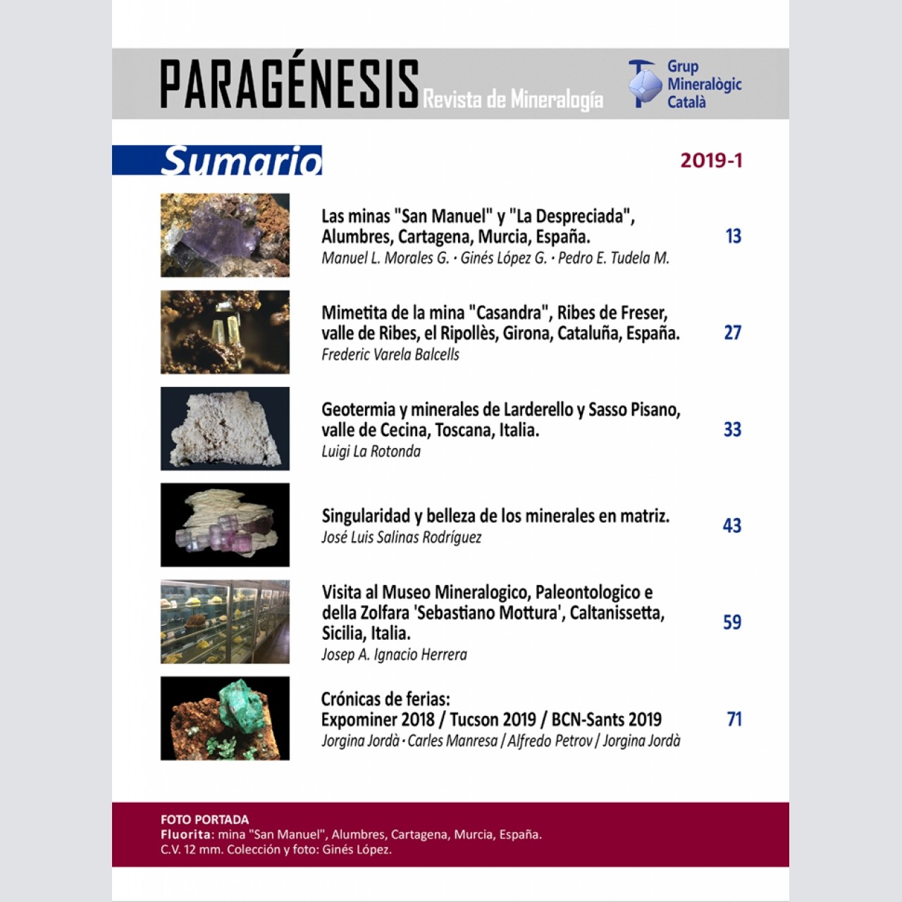 Paragénesis. Revista de Mineralogía (2019-1)